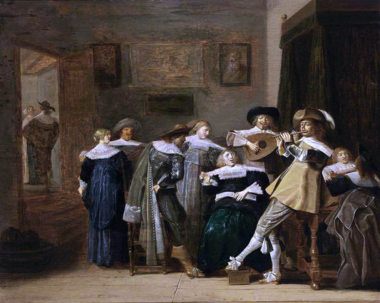 Dirck Hals An Elegant Company Playing Music - Canvas Print