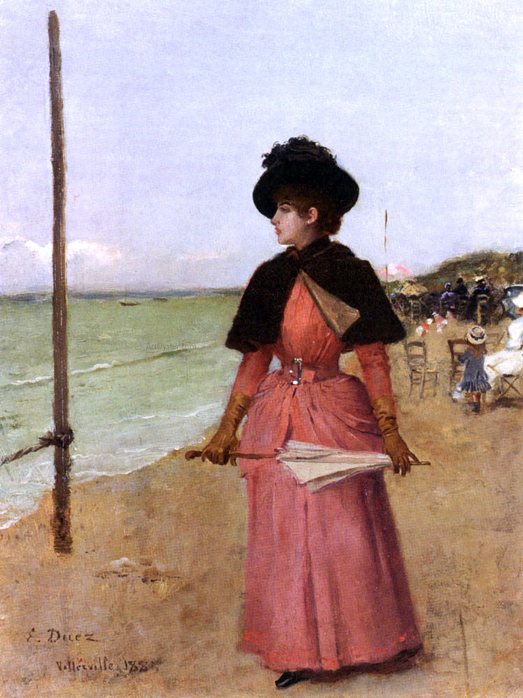 Ernest Ange Duez An Elegant Lady On The Beach - Canvas Print