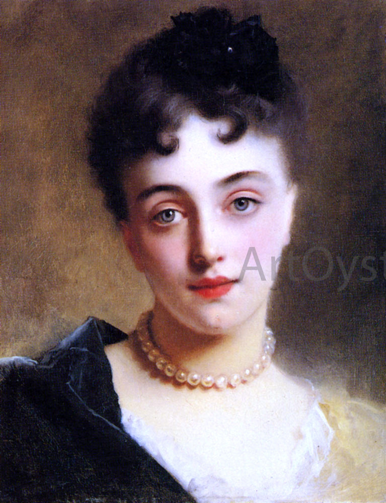 Gustave Jean Jacquet An Elegant Lady with Pearls - Canvas Print