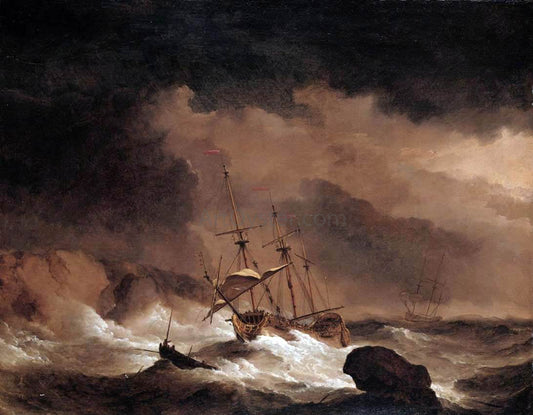 The Younger Willem Van de  Velde An Indiaman in a Gale off a Rocky Coast - Canvas Print