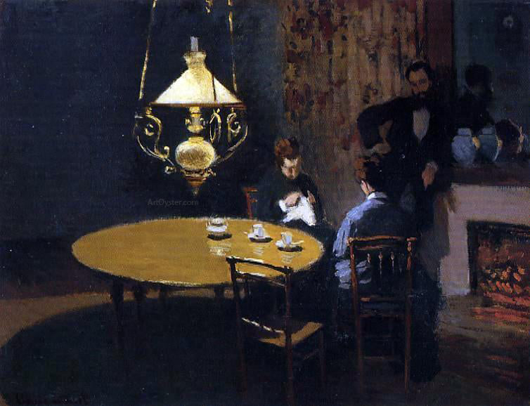 Claude Oscar Monet An Interior After Dinner - Canvas Print