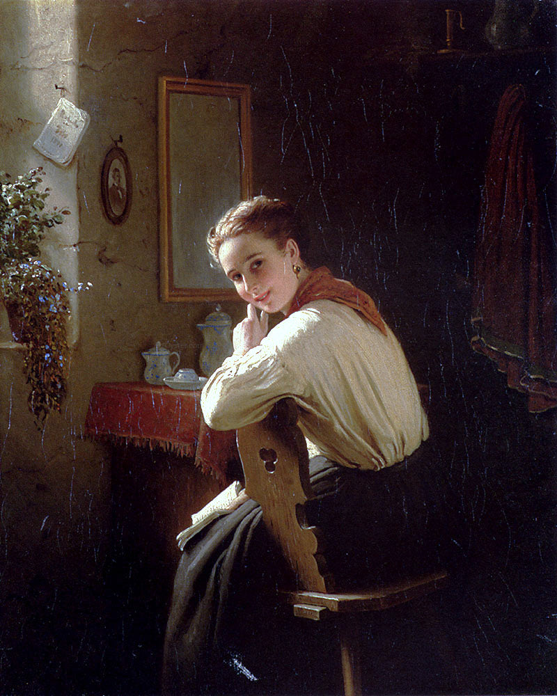 Johann Georg Meyer Von Bremen An Interrupted Moment - Canvas Print
