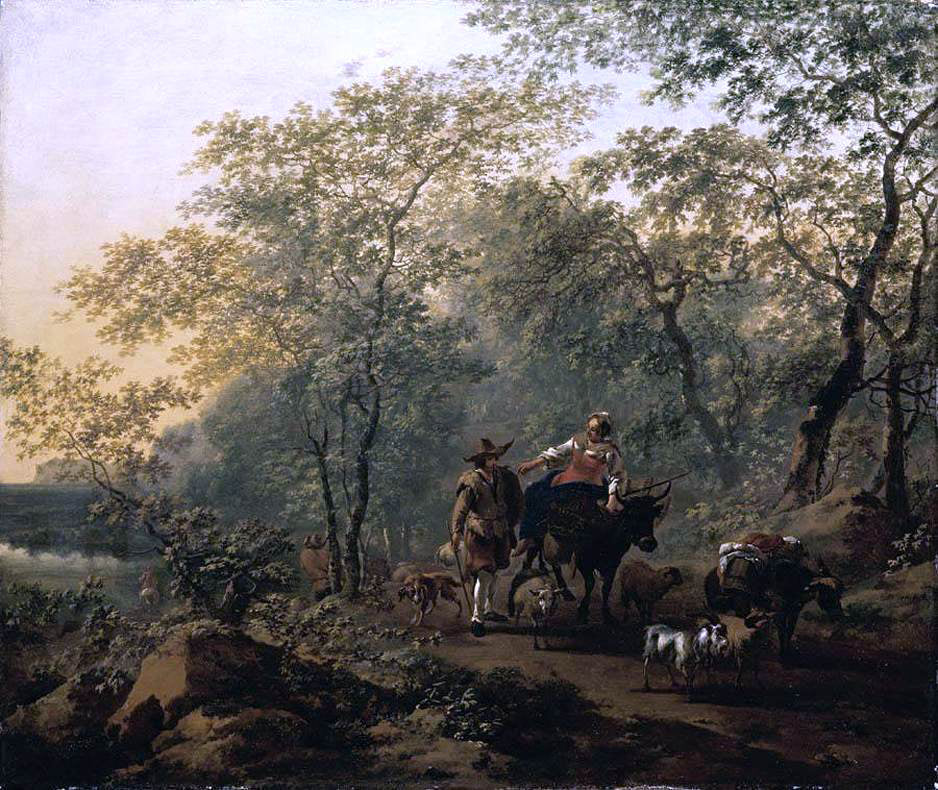 Nicolaes Berchem An Italianate Landscape - Canvas Print