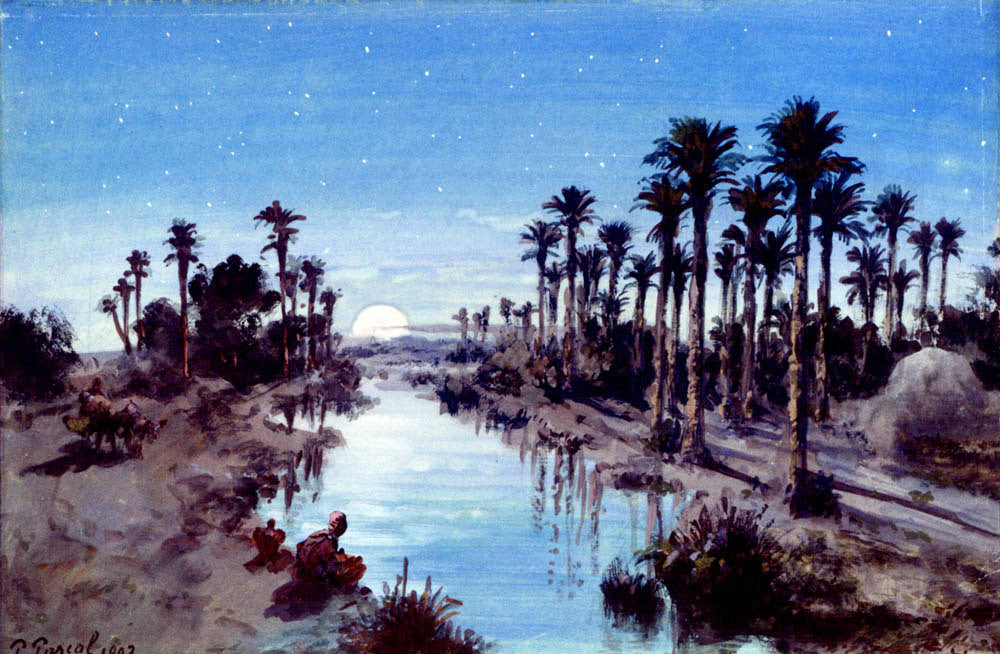 Paul Pascal An oasis at night - Canvas Print