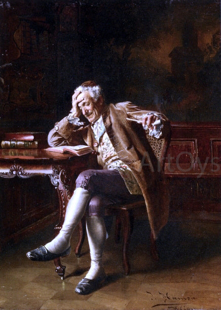 Johann Hamza An Old Man Reading - Canvas Print