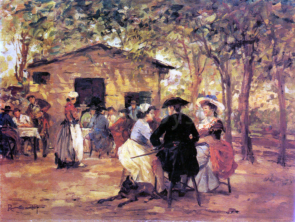 Raffaelo Sorbi An Oudoor Cafe - Canvas Print