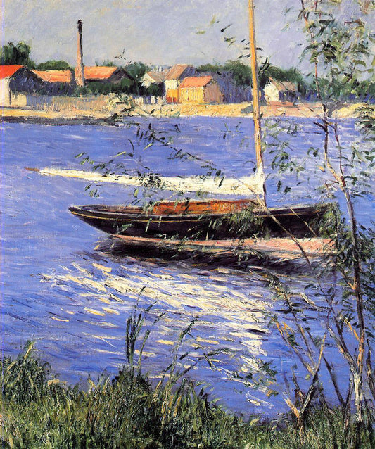 Gustave Caillebotte Anchored Boat on the Seine at Argenteuil - Canvas Print