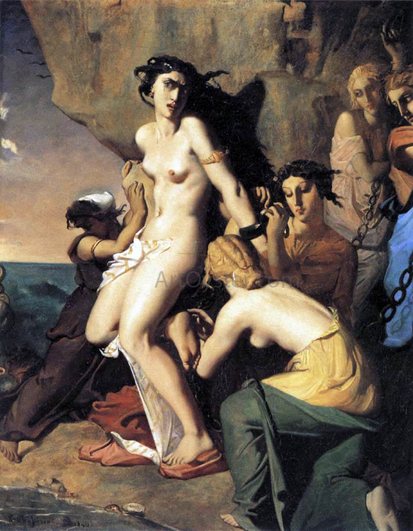Theodore Chasseriau Andromeda and the Nereids - Canvas Print