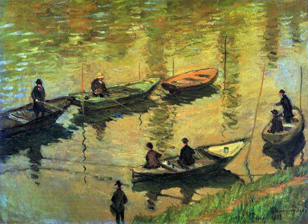 Claude Oscar Monet Anglers on the Seine at Poissy - Canvas Print