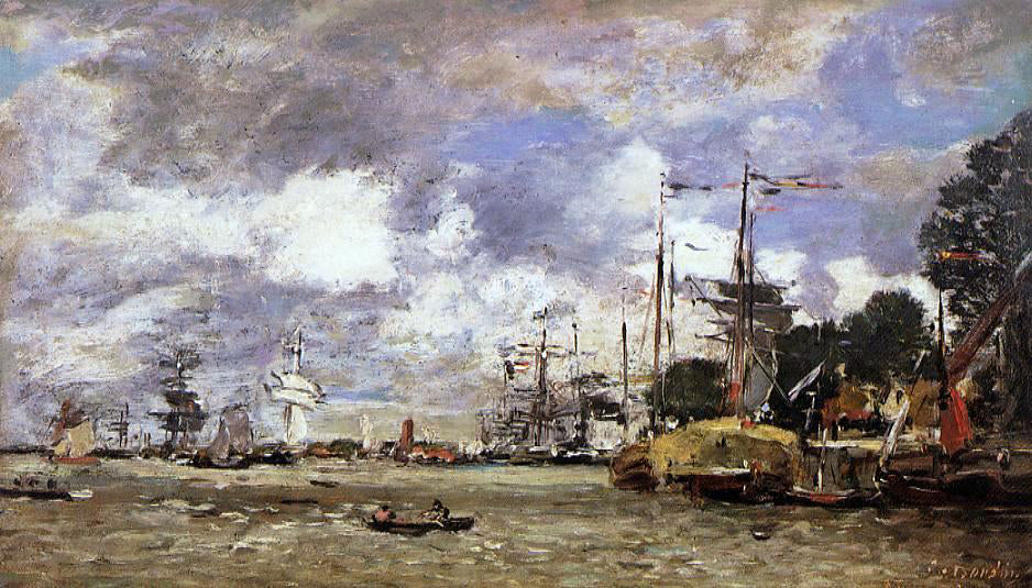 Eugene-Louis Boudin Anvers, Boats on the River Scheldt - Canvas Print
