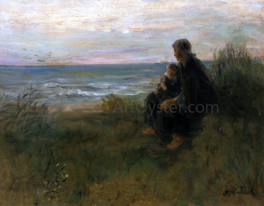 Jozef Israels Anxiously Waiting - Canvas Print