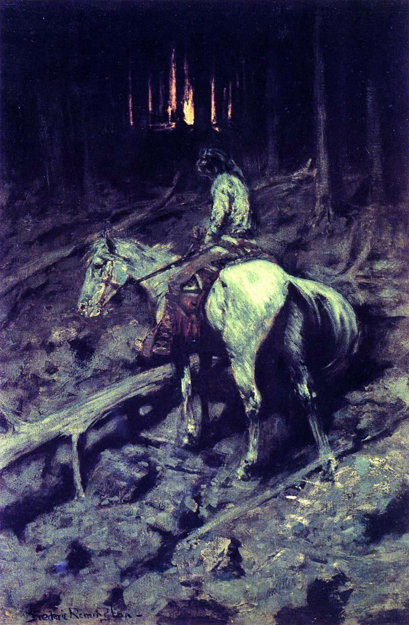Frederic Remington Apache Fire Signal - Canvas Print