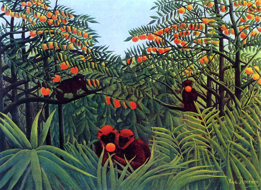 Henri Rousseau Apes in the Orange Grove - Canvas Print