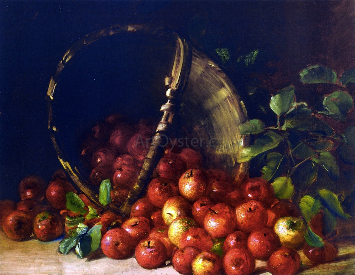 Charles Ethan Porter Apples in an Overturned Basket - Canvas Print
