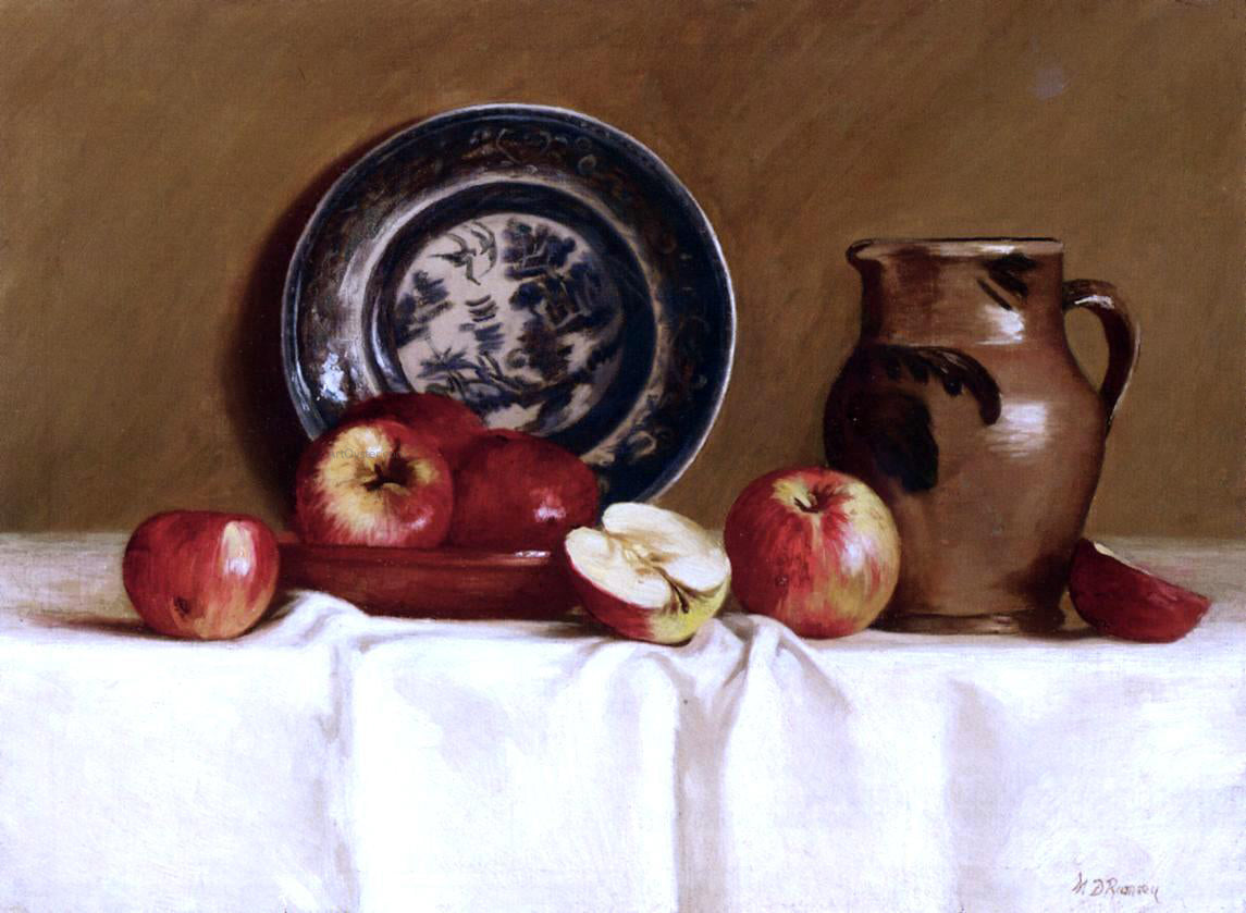 Milne Ramsey Apples, Ming Plate and Earthenware Pitcher - Canvas Print