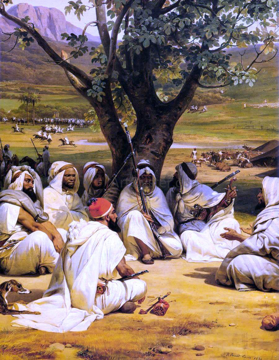 Horace Vernet Arab Chieftains in Council (The Negotiator) - Canvas Print