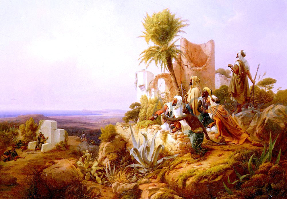 Niels Simonsen Arabs In A Hilltop Fort - Canvas Print