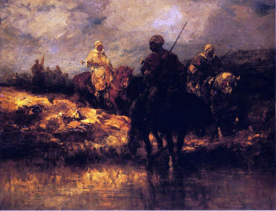 Adolf Schreyer Arabs on Horseback - Canvas Print