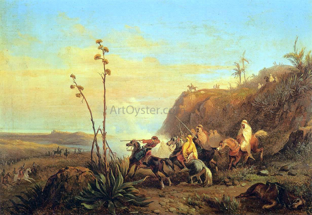 Massimo Marquis D'Azeglio Arabs on Horseback - Canvas Print