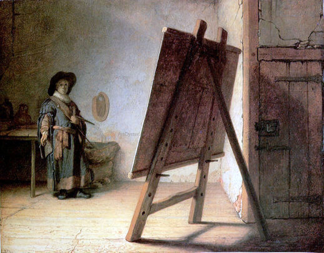 Rembrandt Van Rijn Artist in His Workshop - Canvas Print
