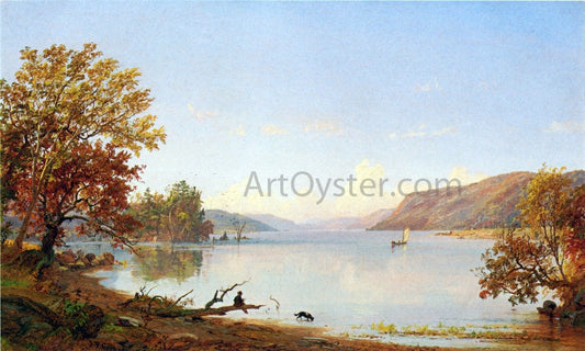 Jasper Francis Cropsey Artist Sketching on Greenwood Lake - Canvas Print