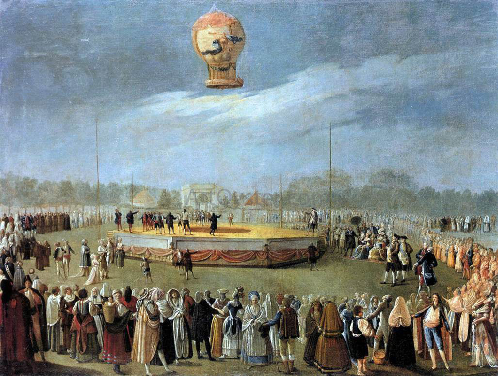Antonio Carnicero Y Mancio Ascent of the Balloon in the Presence of Charles IV and his Court - Canvas Print