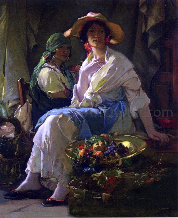 Julius Rolshoven Assisi Market Girls - Canvas Print