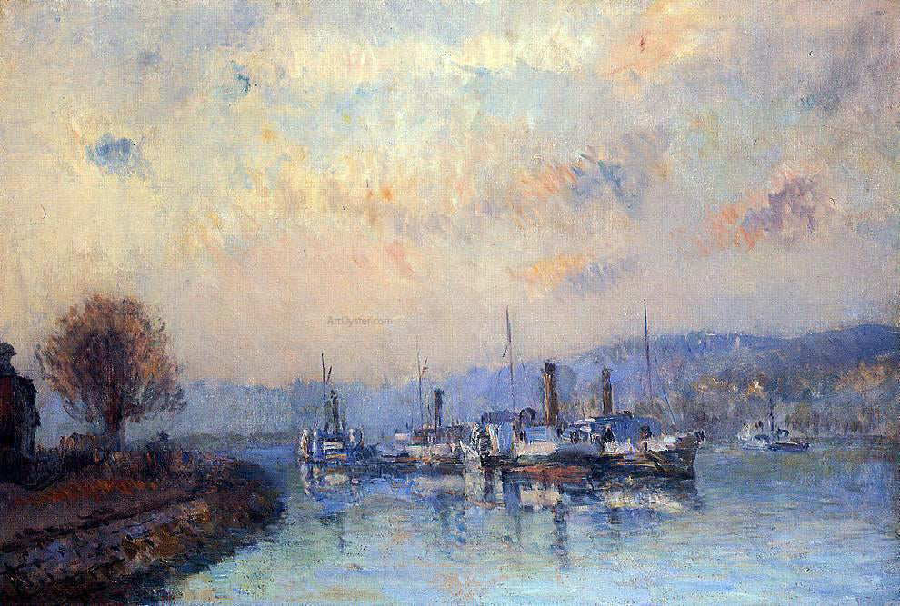 Albert Lebourg At Anchor, near Rouen - Canvas Print