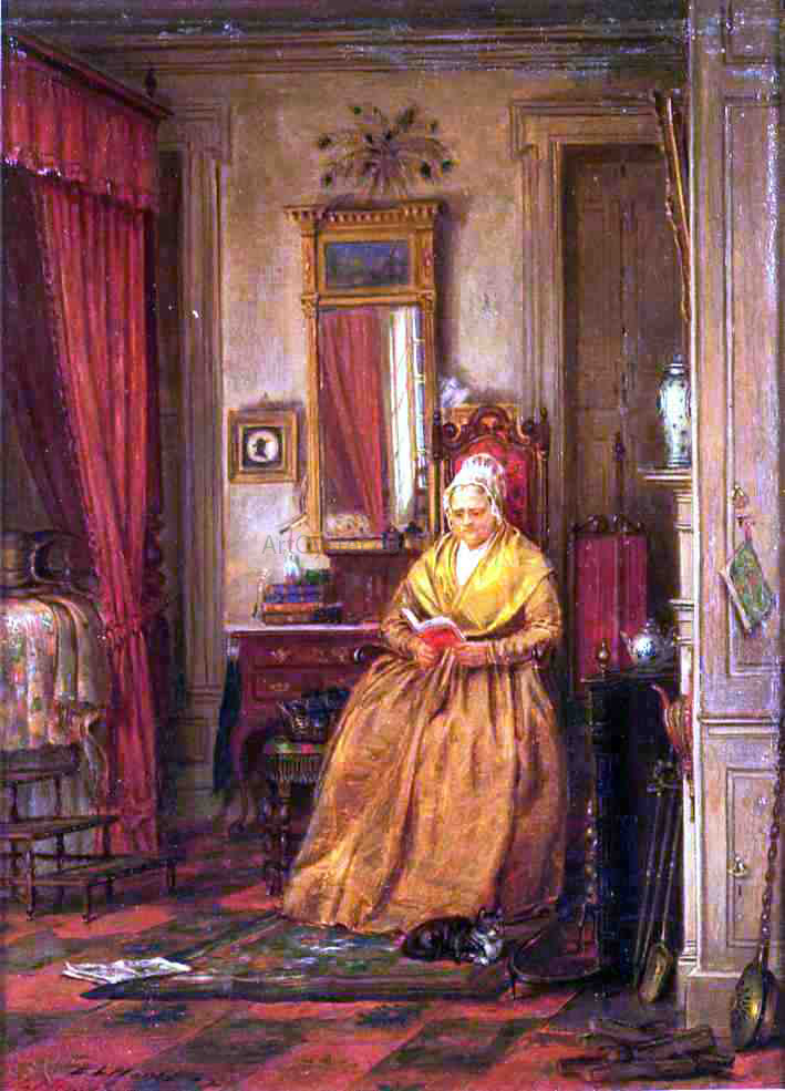 Edward Lamson Henry At Home with a Good Book - Canvas Print