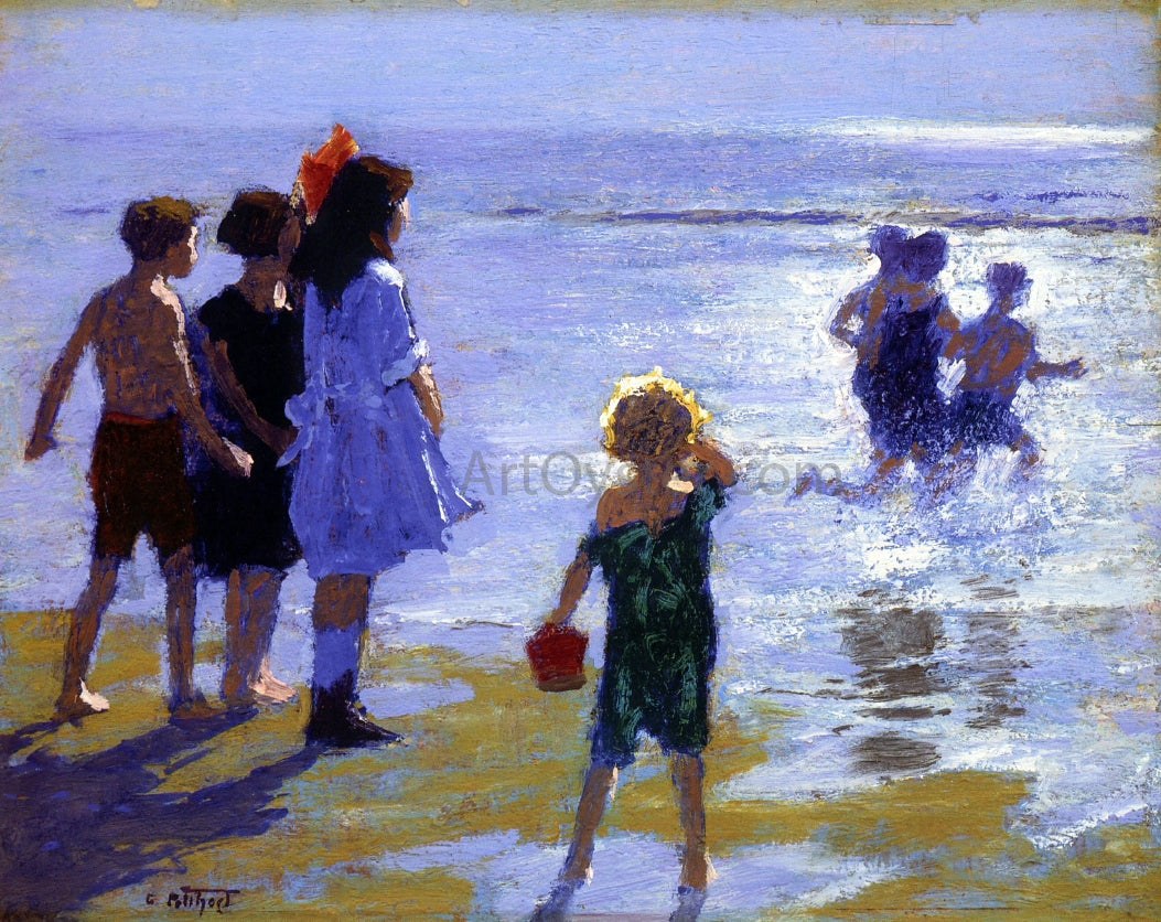 Edward Potthast At Low Tide - Canvas Print