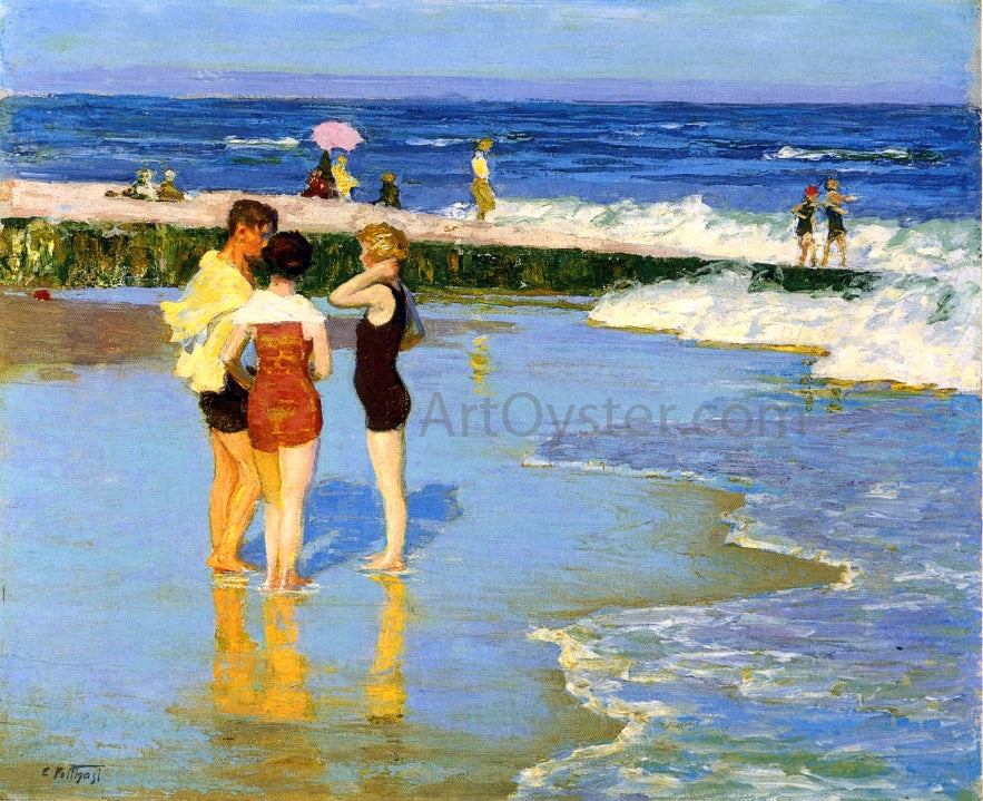 Edward Potthast At Rockaway Beach - Canvas Print