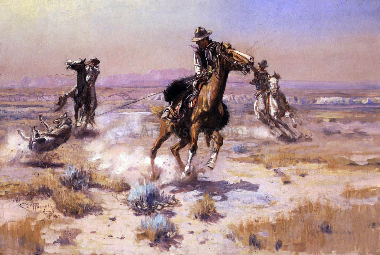 Charles Marion Russell At Rope's End - Canvas Print