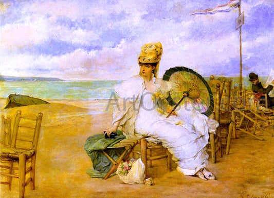 Vicente Palmaroli Y Gonzalez At The Beach - Canvas Print