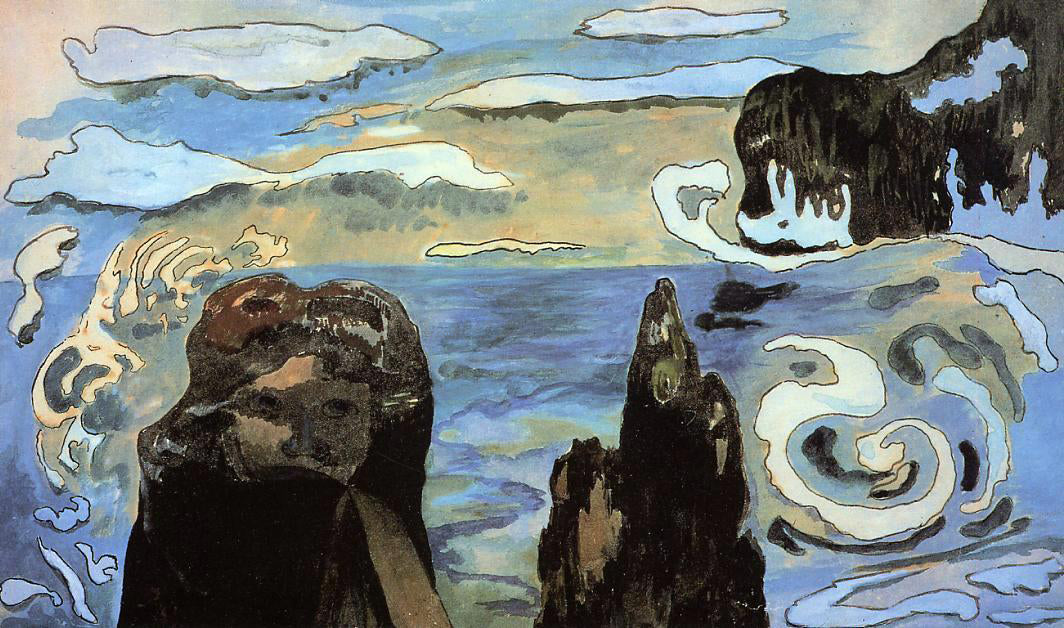 Paul Gauguin At the Black Rocks (also known as Rocks by the Sea) - Canvas Print