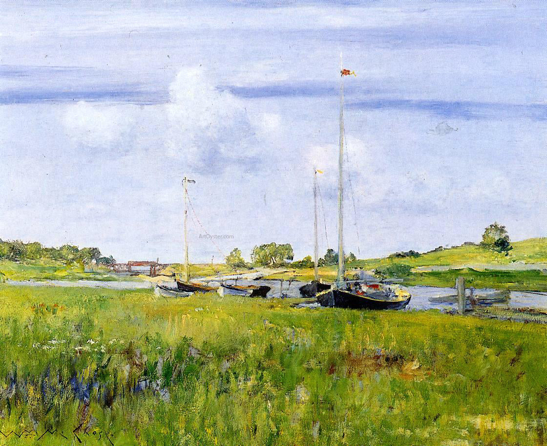 William Merritt Chase At the Boat Landing - Canvas Print