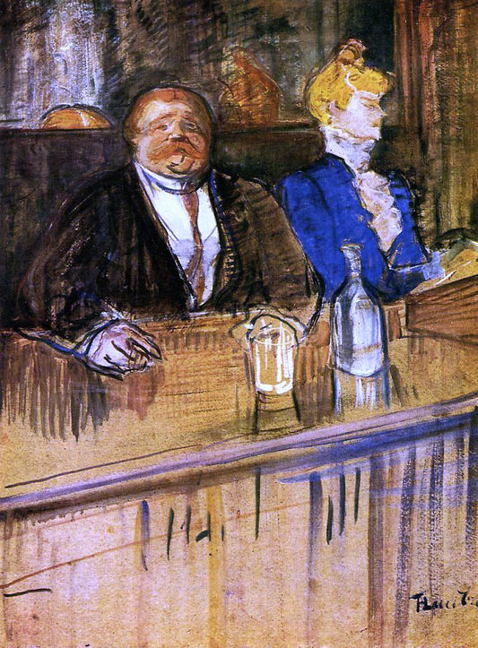 Henri De Toulouse-Lautrec At the Cafe: The Customer and the Anemic Cashier - Canvas Print