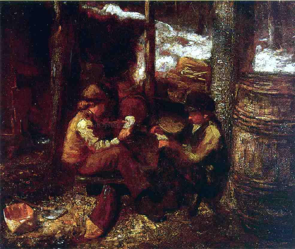 Eastman Johnson At the Maple Sugar Camp - Canvas Print