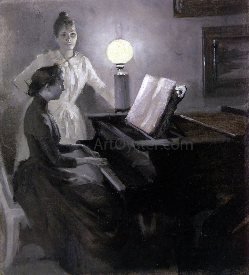Albert Edelfelt At the Piano - Canvas Print