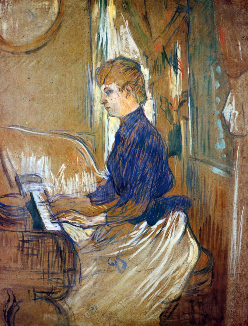 Henri De Toulouse-Lautrec At the Piano - Madame Juliette Pascal in the Salon of the Chateau de Malrome - Canvas Print