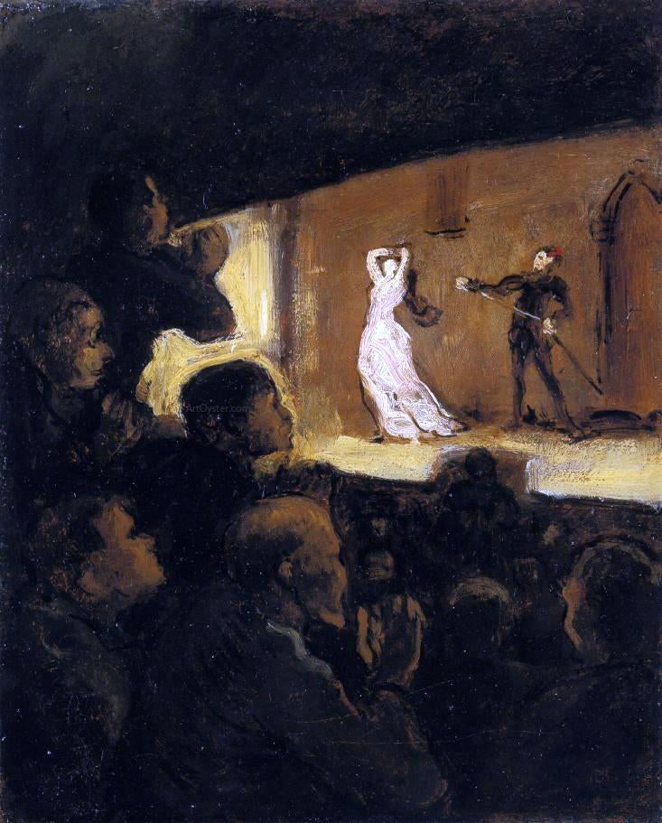 Honore Daumier At the Theater - Canvas Print