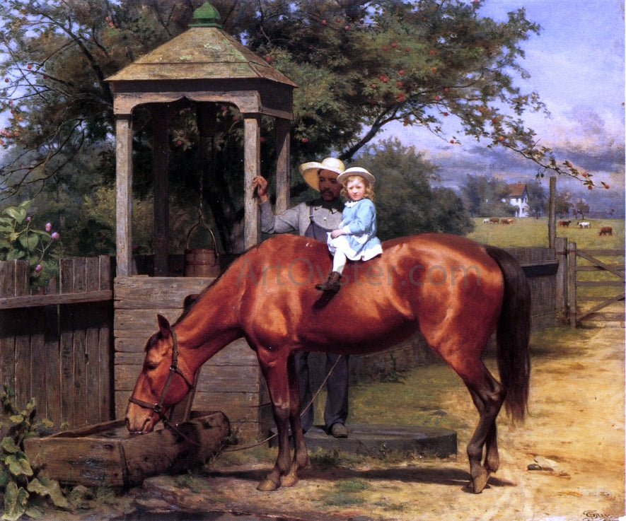 Seymour Joseph Guy A Watering Trough - Canvas Print