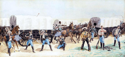 Frederic Remington Attack on the Supply Train - Canvas Print