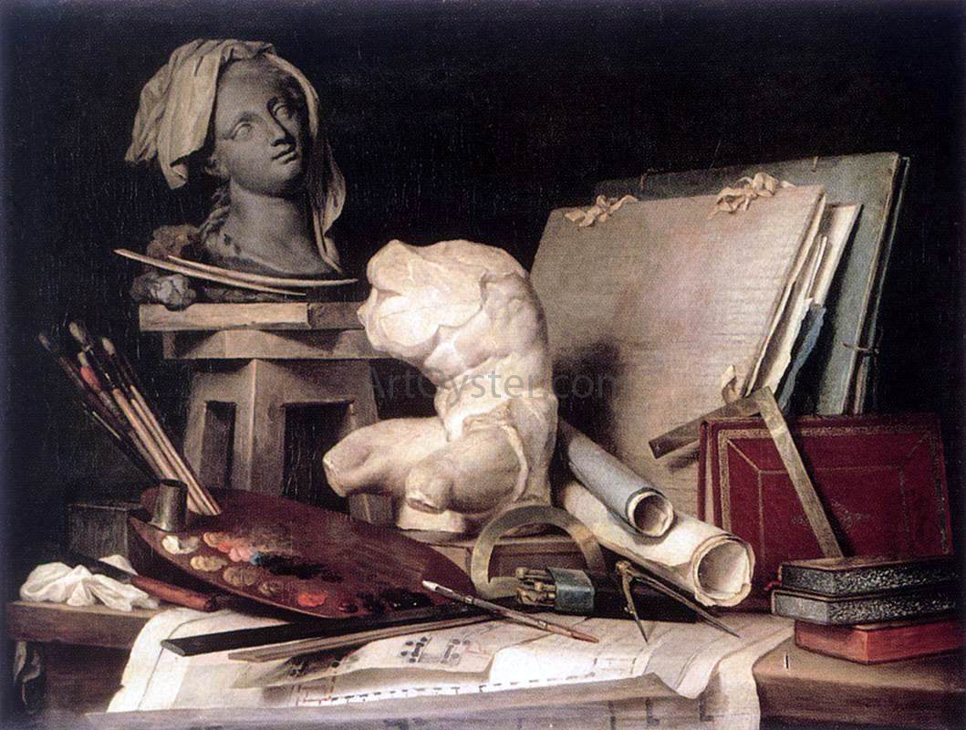 Anne Vallayer-Coster Attributes of Painting, Sculpture, and Architecture - Canvas Print
