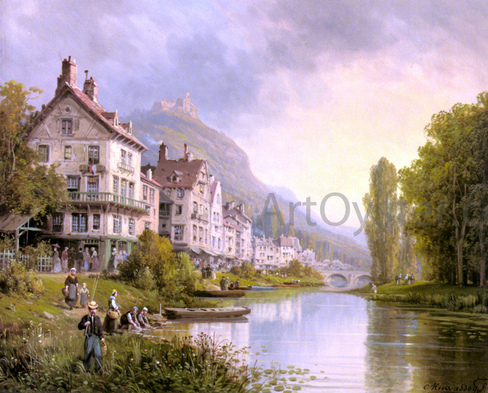 Charles Euphraisie Kuwasseg Au Bord De La Riviere - Canvas Print