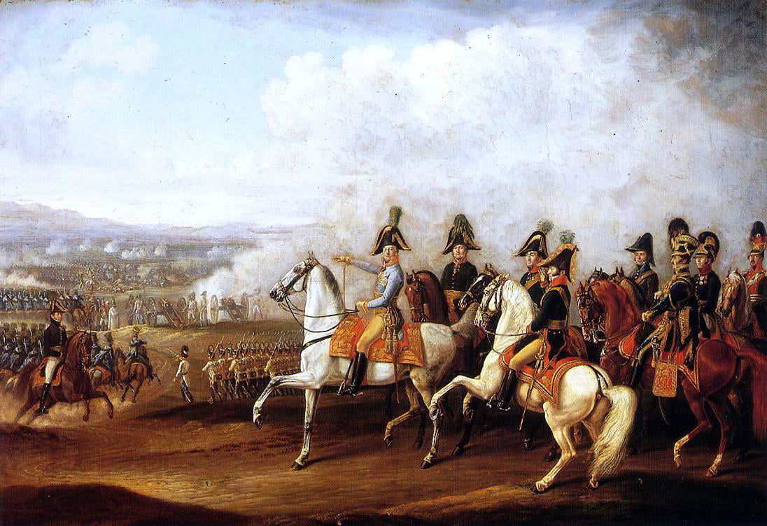 Albrecht Adam Austrian Staff Officers Watching the Progress of Battle - Canvas Print