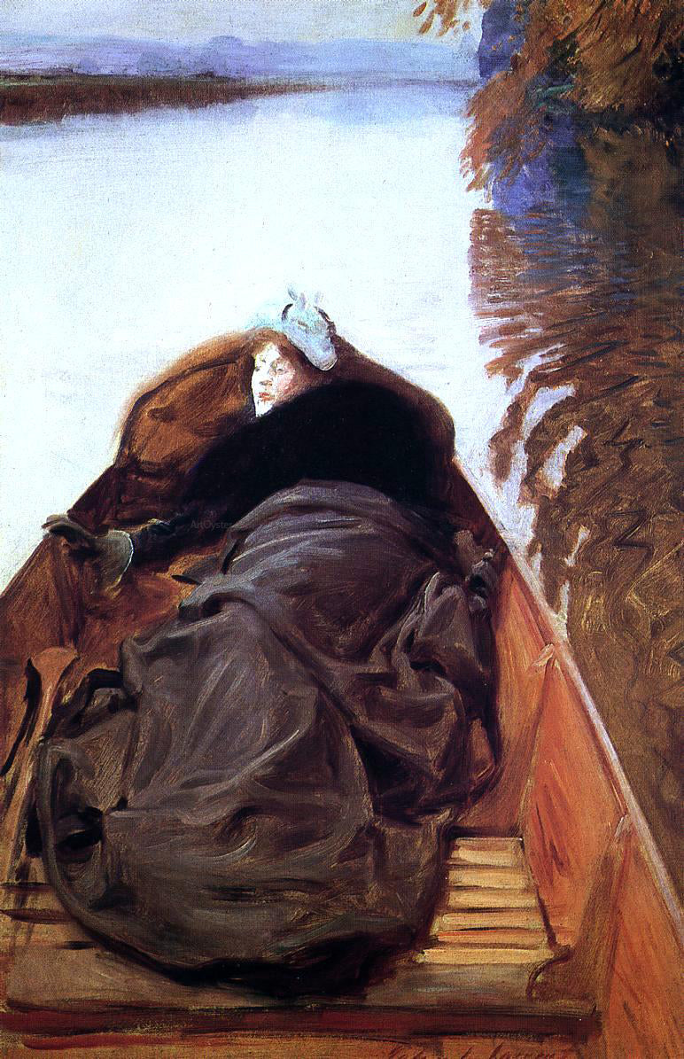 John Singer Sargent Autumn on the River (also known as Miss Violet Sargent) - Canvas Print