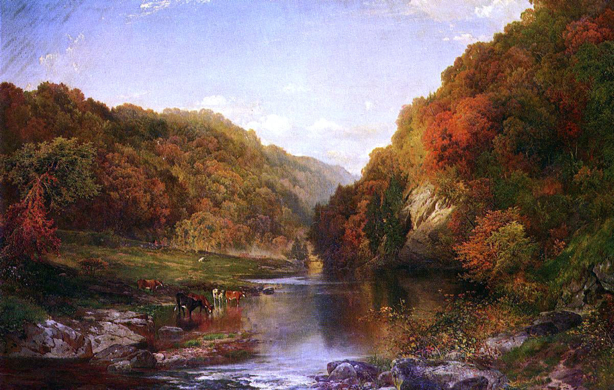 Thomas Moran Autumn on the Wissahickon - Canvas Print