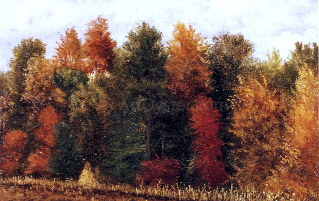 William Aiken Walker Autumn Woods at the Edge of a Cornfield - Canvas Print