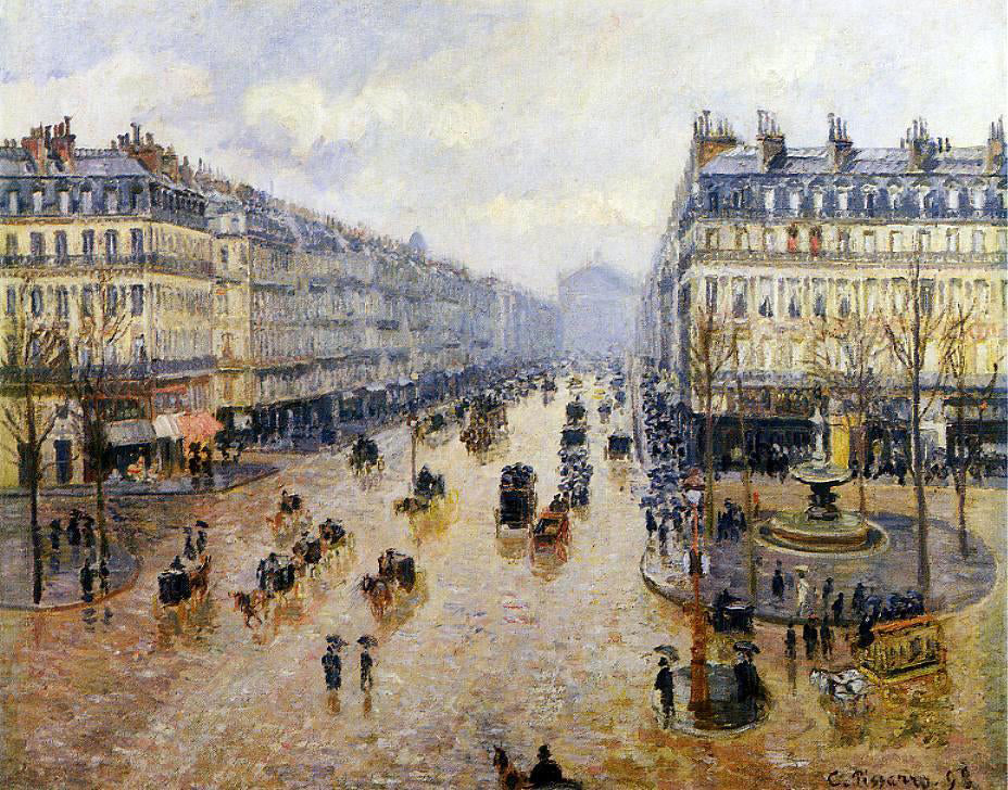 Camille Pissarro Avenue de l'Opera: Rain Effect - Canvas Print