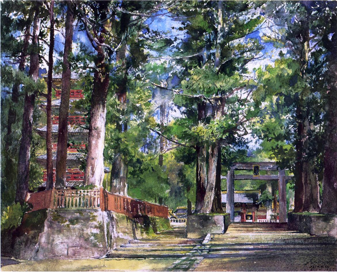 John La Farge Avenue to the Temple of Iyeyasu, Nikko, Mid-Day Study - Canvas Print